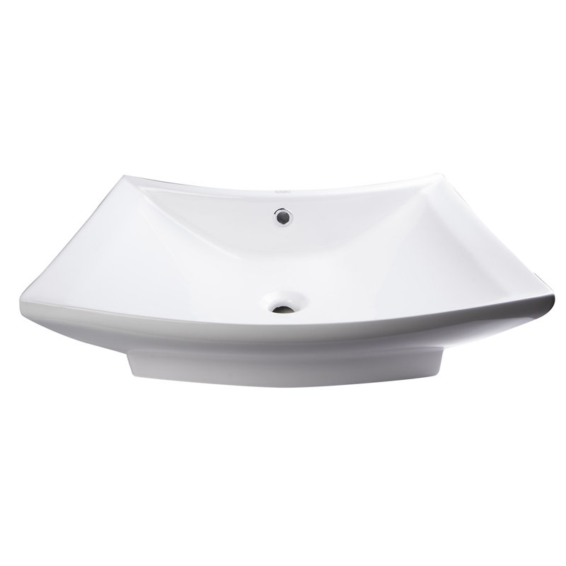 Lavabo de salle de bain rectangulaire rectangulaire en céramique avec trop-plein