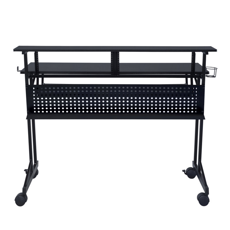 Bureau de studio d'enregistrement de musique avec plateau à clavier, Noir
