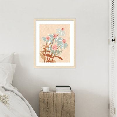 «Wild Garden Girls Eye Flower» par Fuselier, impression sur bois encadrée