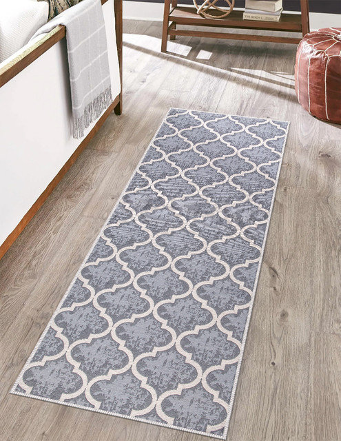 Tapis de cuisine antidérapant Soana, Treillis gris