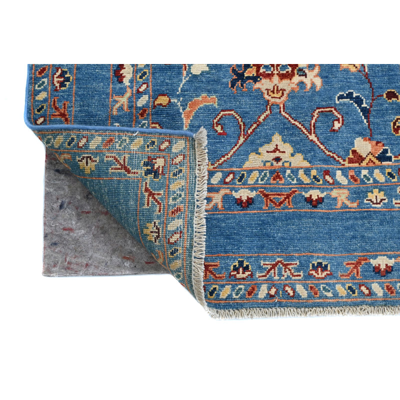 Tapis oriental moderne bleu unique 3 x 5 One-of-a-Kind