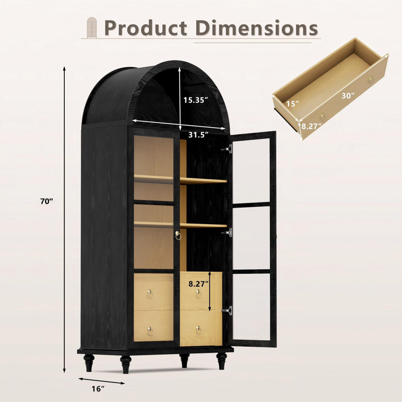 Grande vitrine arquée 71 "