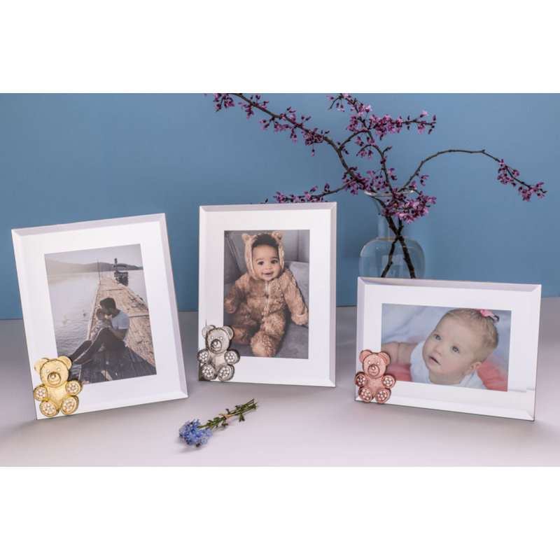 Teddy Bear 4" x 6" Picture Frame, Gold/White, 5" x 7"