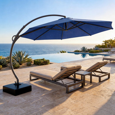 Parasol en porte-à-faux en aluminium Kristy avec base incluse