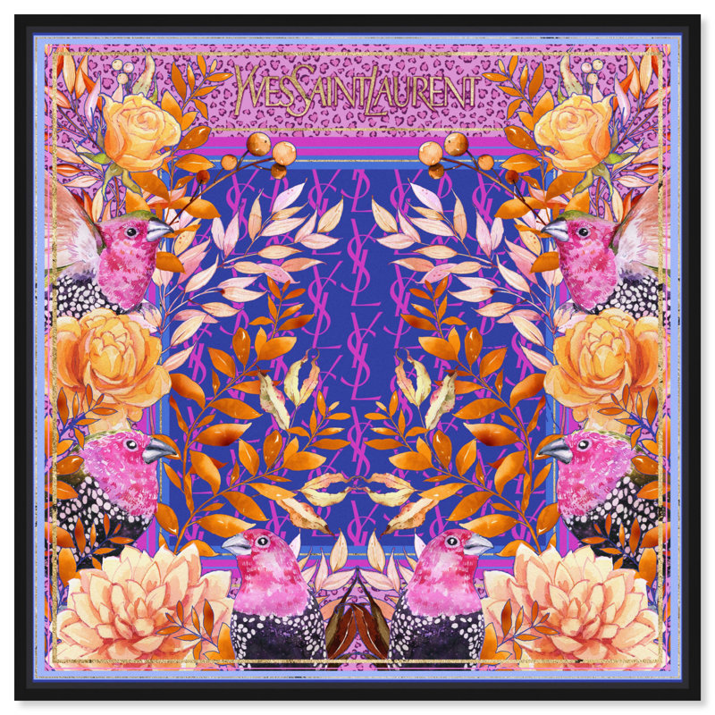 Impression sur toile, "Colibris" par Everly Quinn, Cadre noir, H 13 po x l 13 po