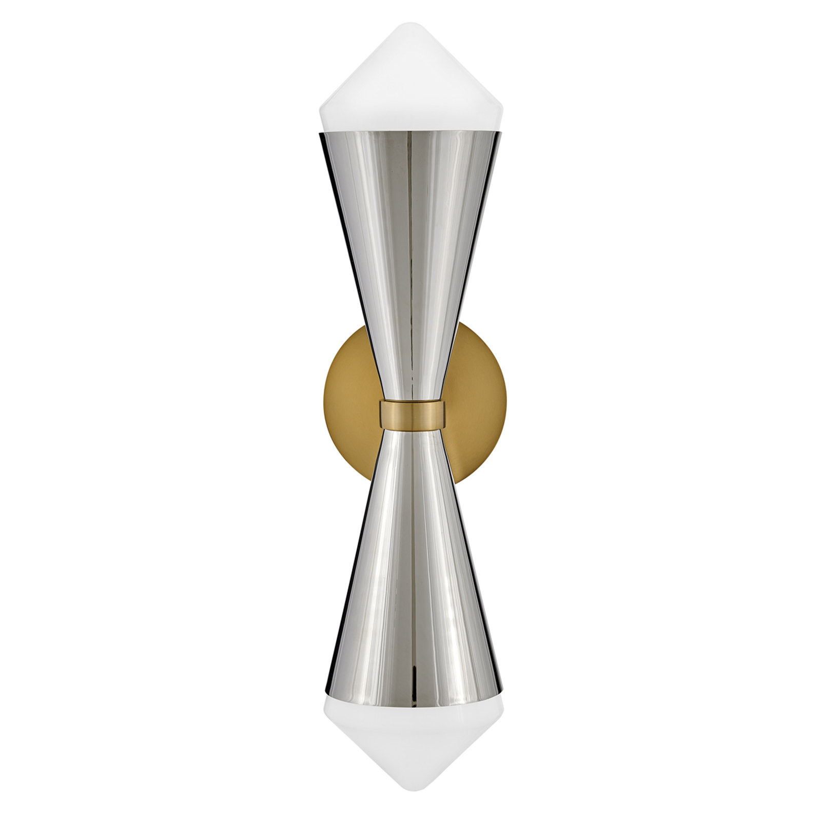 2 Light Steel Dimmable Armed Sconce, Polished Nickel