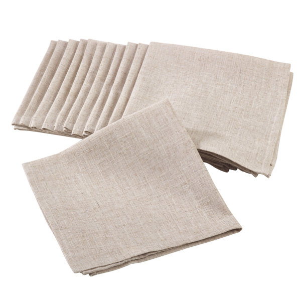 Plain Striped Linen Cotton Blended Dinner Cloth Napkins Placemats Tea Towels  Set of 12 (17 x 17 inches) for Events & Home Use