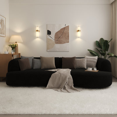 Boneless 110" Modular Sectional Cloud Couch, Curved Oversized Deep Seat with 4 Pillows for Living Room, No Assembly