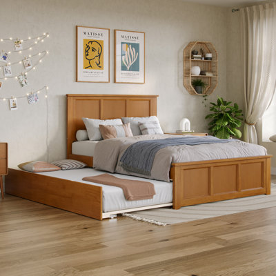 Madison Solid Wood Platform Bed with Matching Footboard and Trundle