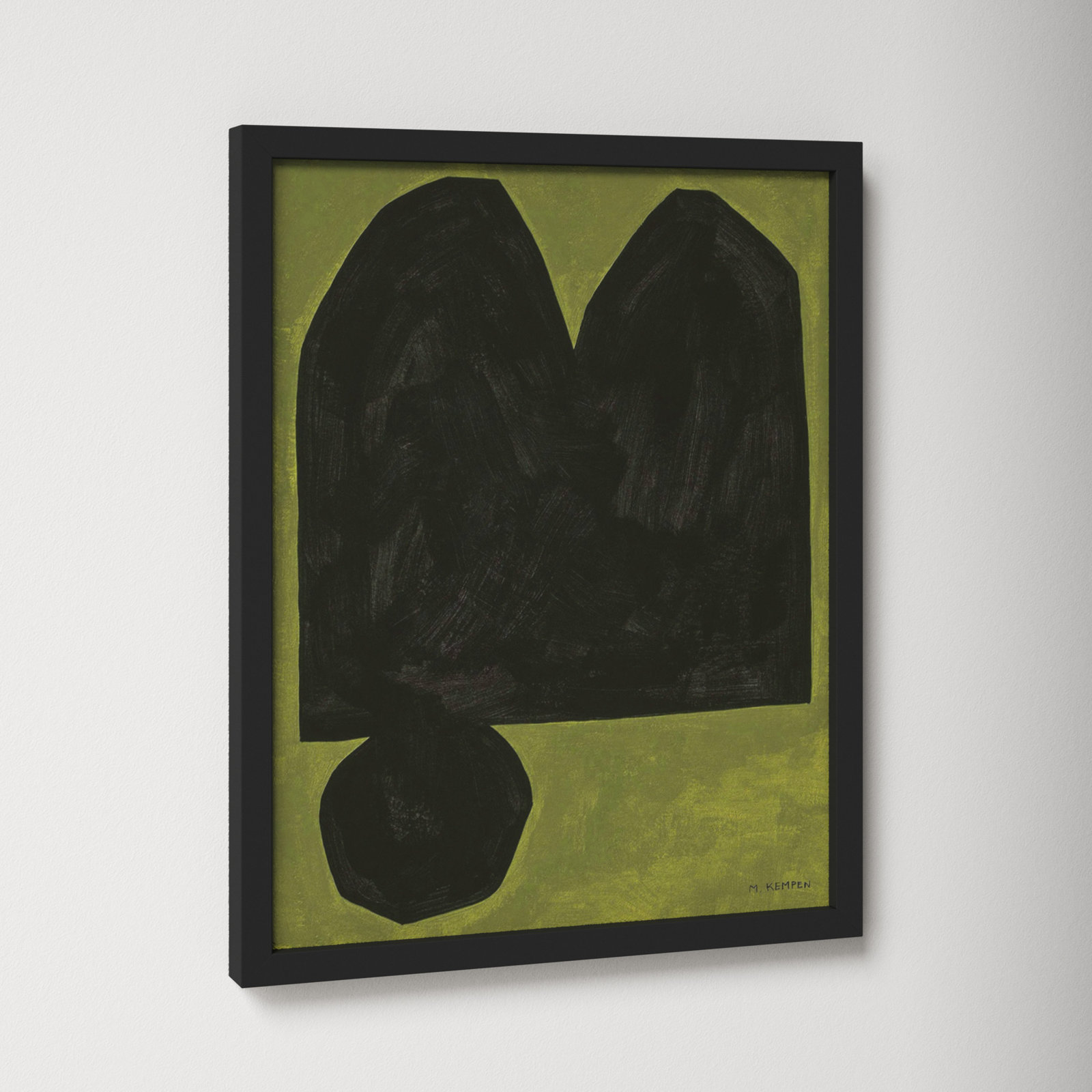 Lyndsey "Module on Green 3" Painting, Black, 20" H x 16" W x 1.25" D