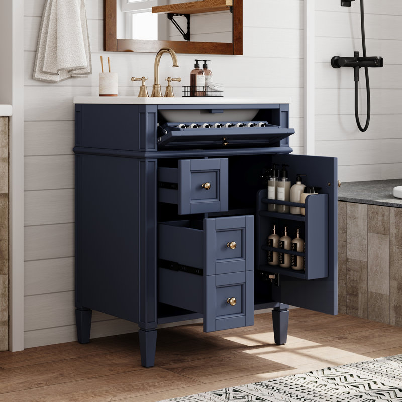 Meuble-lavabo moderne avec lavabo supérieur, rangement spacieux et fabrication durable pour des salles de bain élégantes et fonctionnelles