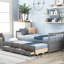 Lit de jour gris simple avec lit gigogne et tiroirs fonctionnels pour dortoir-1651472880