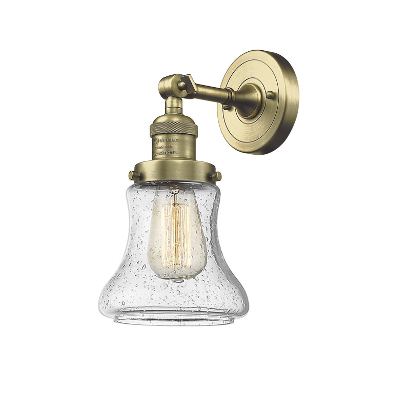 Applique murale pour salle de bain 1 lumière Edda, Laiton antique, Ampoule DEL 6 watts Vinage, Grainé