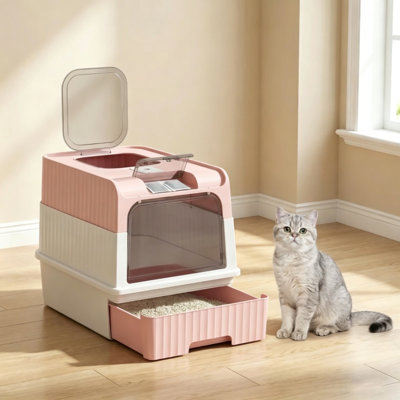 Large Enclosed Hooded Cat Litter Box,Odor Containment & Litter Tracking Reduction,Easy to Clean Spacious Kitty Toilet for Adult Cats,Kittens and Multi-Cat Households