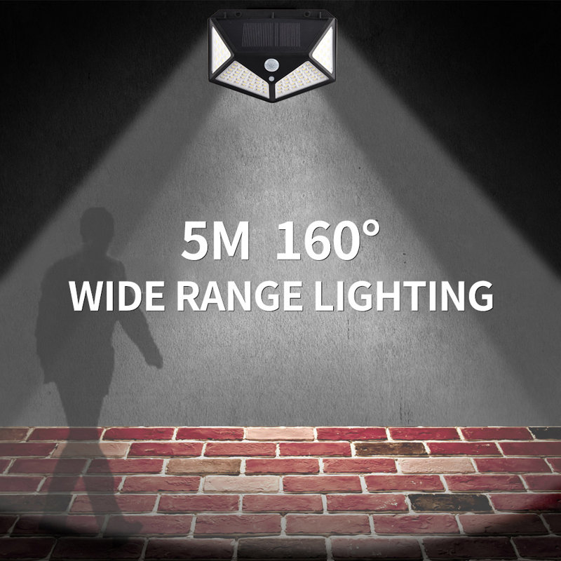 100 LED Solar Power Wall Lights Outdoor Waterproof Motion Sensor Security Light for Garden Garage