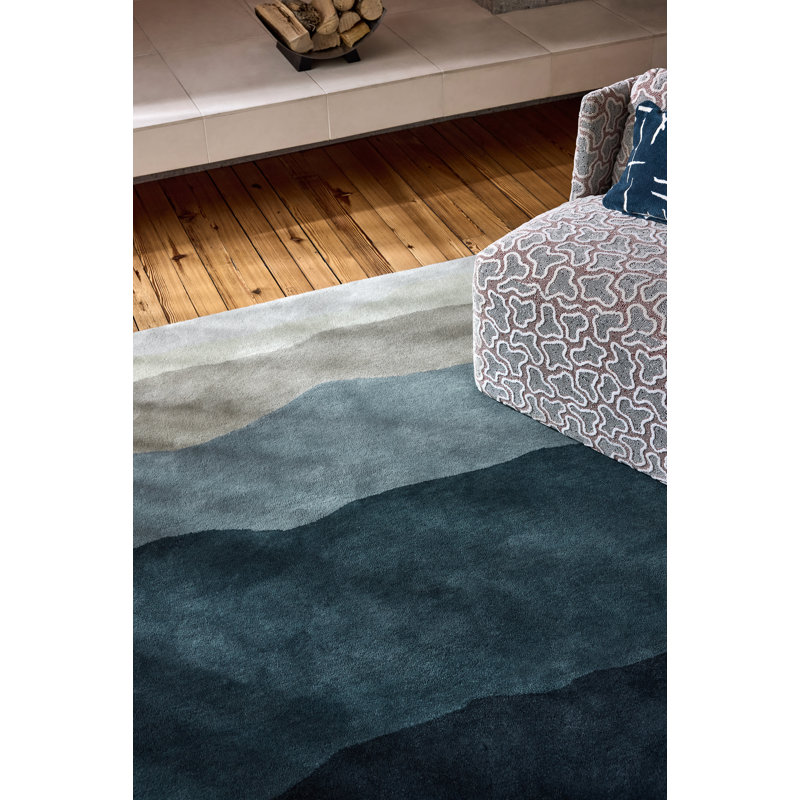 Sedimentary Handmade Wool Abstract Area Rug, Midnight, Rectangle 8'2 x 11'6
