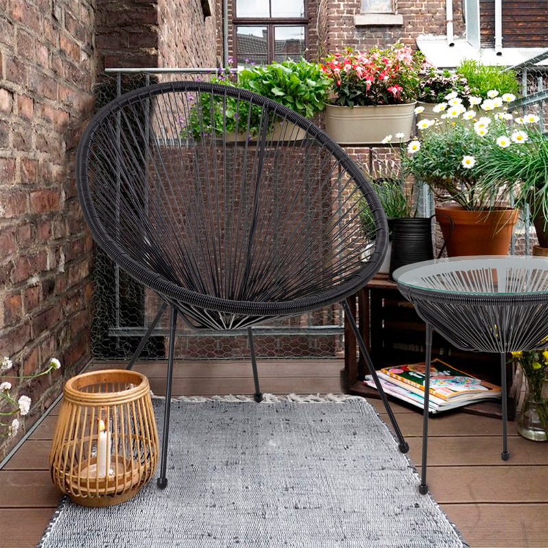 Arciniega Long Patio Bistro Sets, Black
