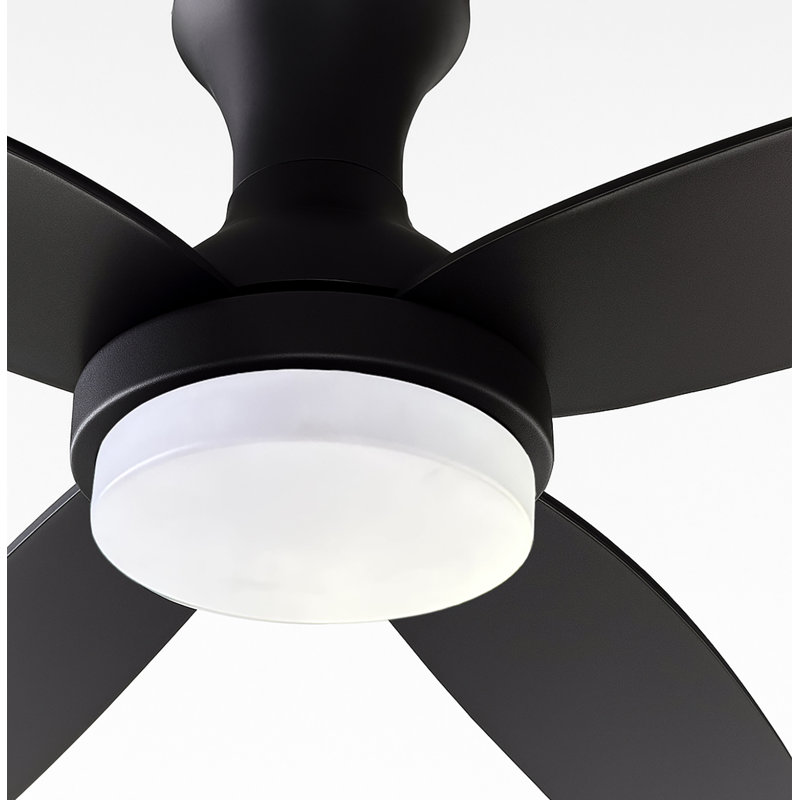 Banks - Ventilateur de plafond à DEL 3 pales 52 po - Finition noire - Type de télécommande, Noir, Noir, Télécommande