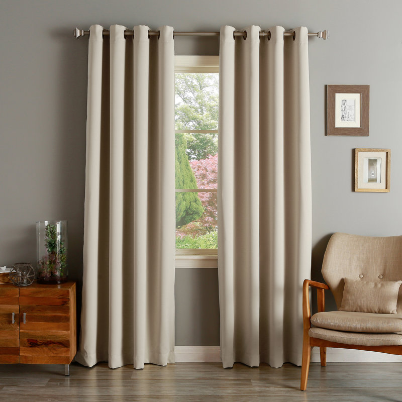 Flame Retardant Thermal Insulated Blackout Curtain, Biscuit, 52" W x 96" L