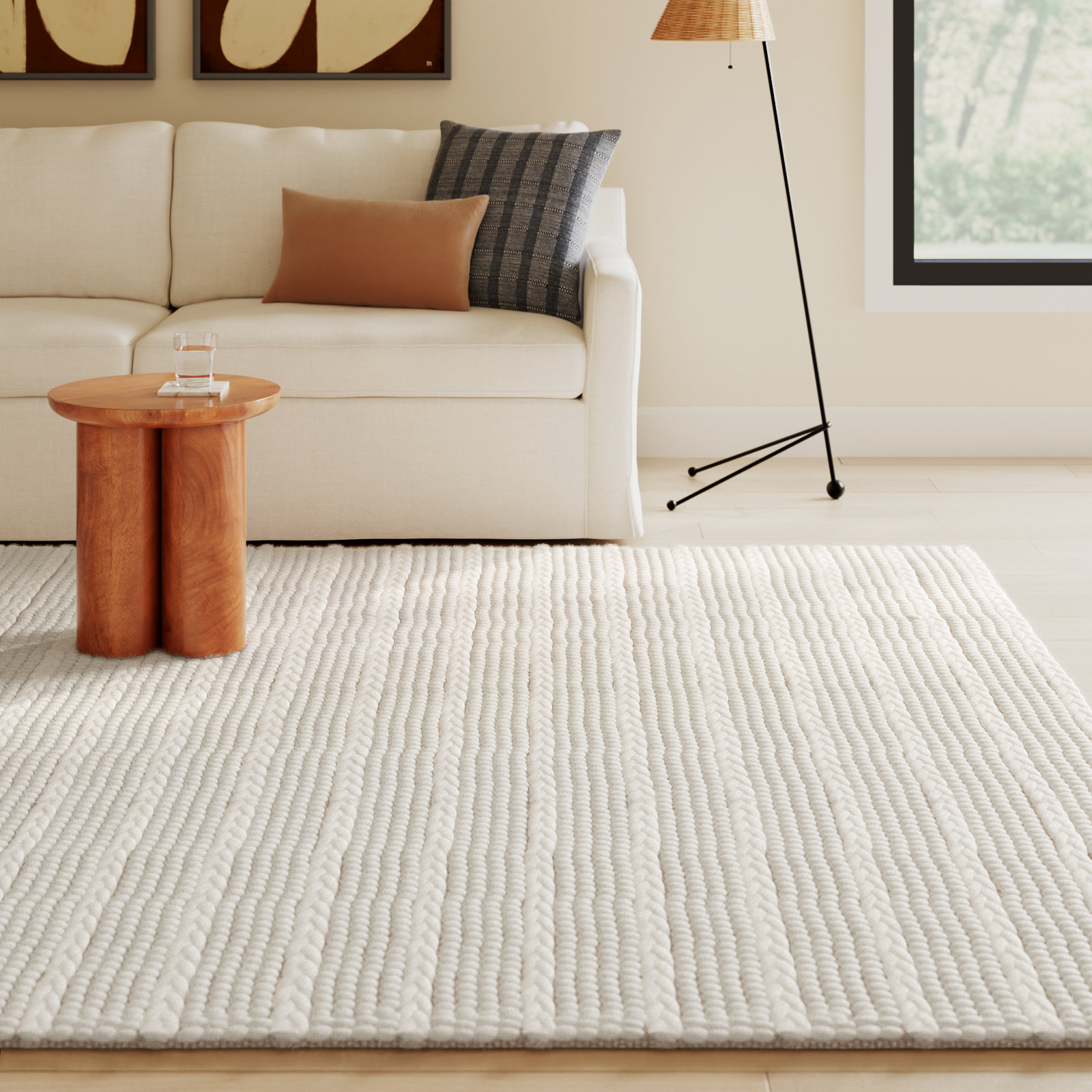 Sestina Ivory Handmade Flatweave Rug, Rectangle 8' x 10'