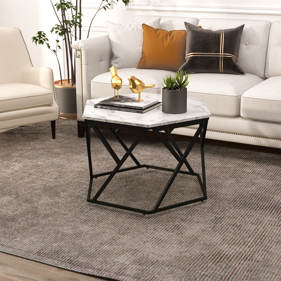 Hexagonal Coffee Table With High Gloss Effect Table Top