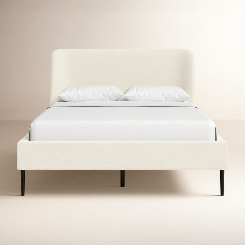 Venedy Upholstered Wingback Bed, Queen, Cream