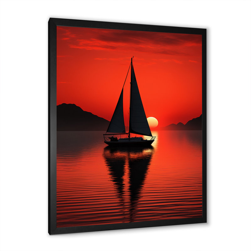 Voilier, silhouette de bateau sur toile, Cadre photo noir, L 12 po x H 20 po