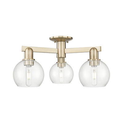 Arcadia - Amberle - 3 Light 23" Semi-Flush Mount - Polished Chrome Finish - Clear Shade