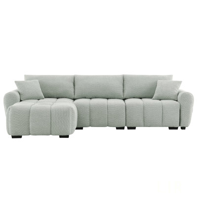 110 Inch Modular Sectional Sofa With L Shape, Extra-Large Seat, Pull-Line Design, Movable Ottoman, High Density Foam, And Sturdy Metal & Wood Frame