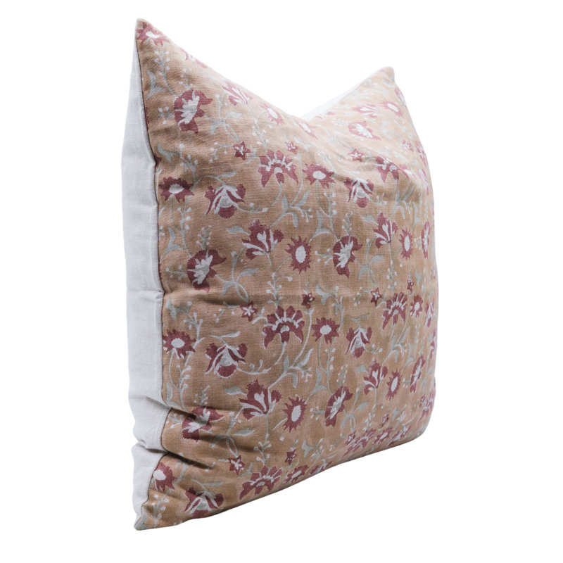 Housse de coussin imprimé à la main, housse de coussin bohémien de 26 po x 26 po, coussin décoratif en lin, décoration artisanale faite à la main Fabividine Nayab 