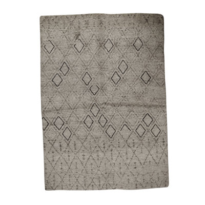 Moroccan Hand-Knotted Wool GREY / BLACK Area Rug