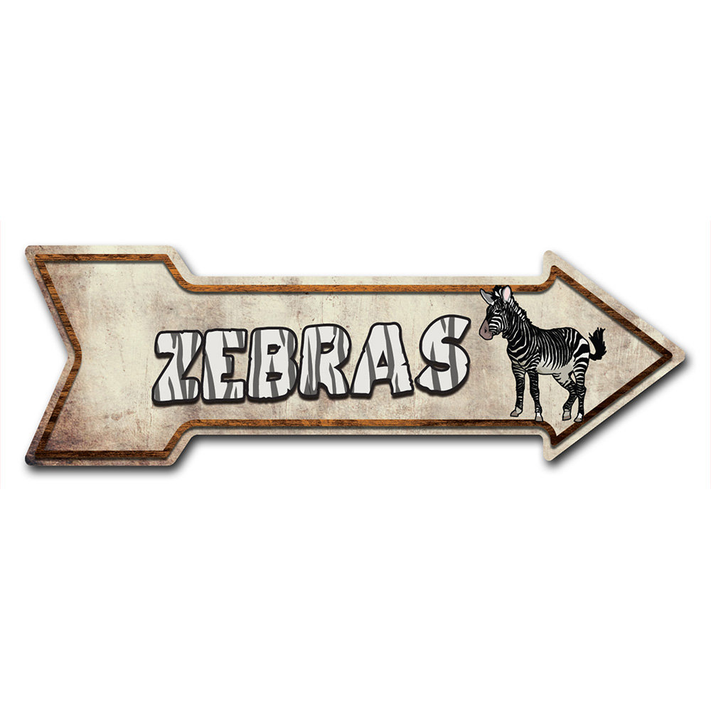 Decal-999537_Zebras Arrow Decal Funny Home Décor 18" Wide SignMission 