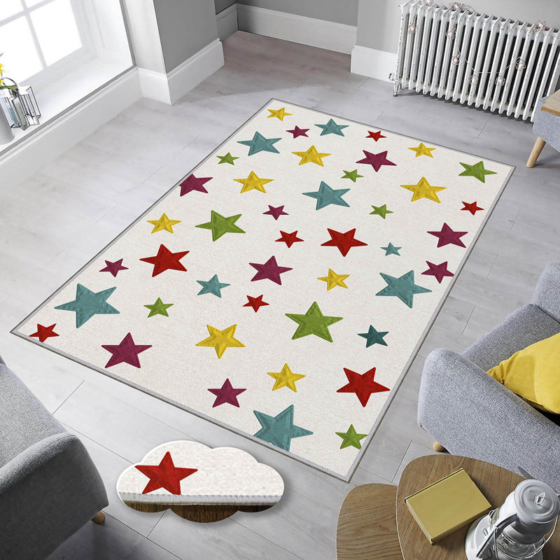 Stylish Woven Carpet, 5.2 x 7.5 Feet | 100% Polyester, 0.3 in Pile Height, Antibacterial, Non-Slip PVC Dot Underside | Machine Washable, 3D Digital Print | Perfect for Living Room, Bedroom & Home Décor