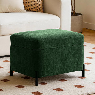 23.6" W Chenille Upholstered Flip Top Storage Ottoman