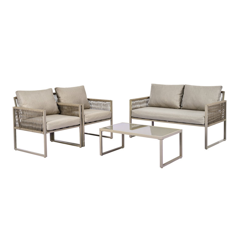 Outdoor Patio Furniture Set - Galvanized Iron Frame, Thick Plush Cushions, Weather Resistant