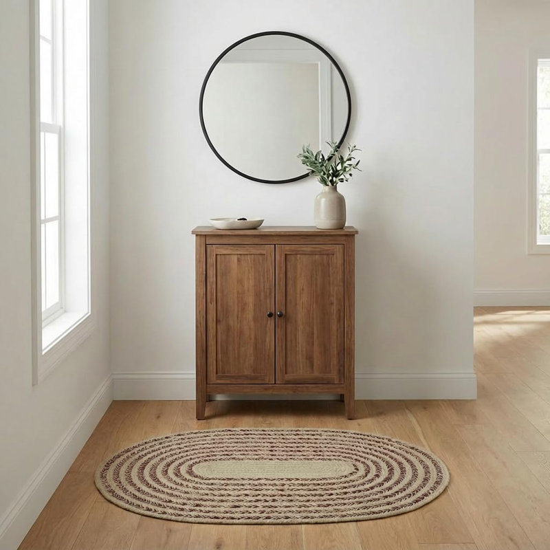 Tapis tressé en coton bordeaux Raleigh, Bourgogne, 3 pi x 5 pi