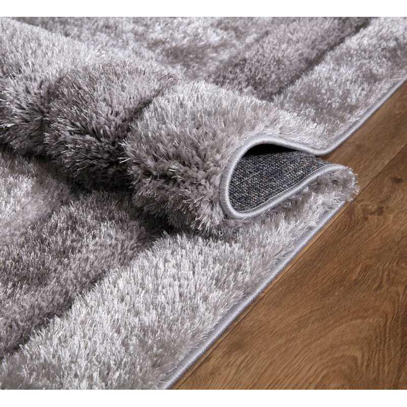 Trani Extra Large Thick Silver Shaggy Rugs Soft Area Carpet Living Room Bedroom Hallway Runner, Rectangle 160 x 230cm