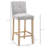 HOMCOM Modern Bar Stools Set Of 2, Upholstered Bar Height Kitchen Stools With Build-In Footrest, Solid Wood Legs, Beige