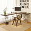 Brun clair + bureaux rectangulaires en bois massif transparent + acrylique-108222367-108222365