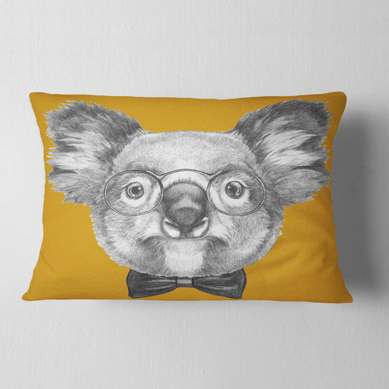 Koala pour animaux avec verres et coussin lombaire à cravate à papillon