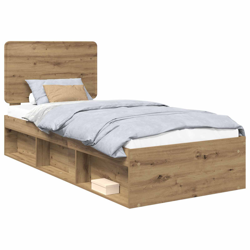 Solid Wood Bed, European Single (90 x 200 cm), Artisian Oak
