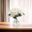 Fleurs d'hortensias blanches artificielles dans un vase en verre - Centre de table réaliste