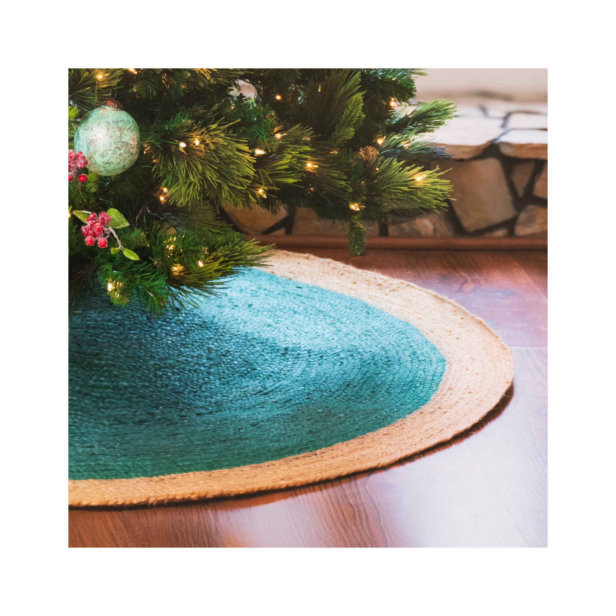 Burlap Tree Skirt, Round 3'1", Green