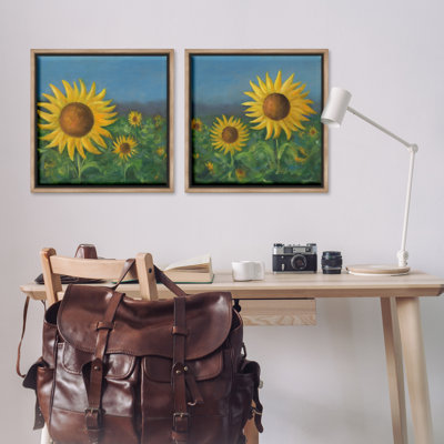 «Gorgeous Sunflower Field», ensemble de 2 toiles flottantes encadrées par David Swanagin