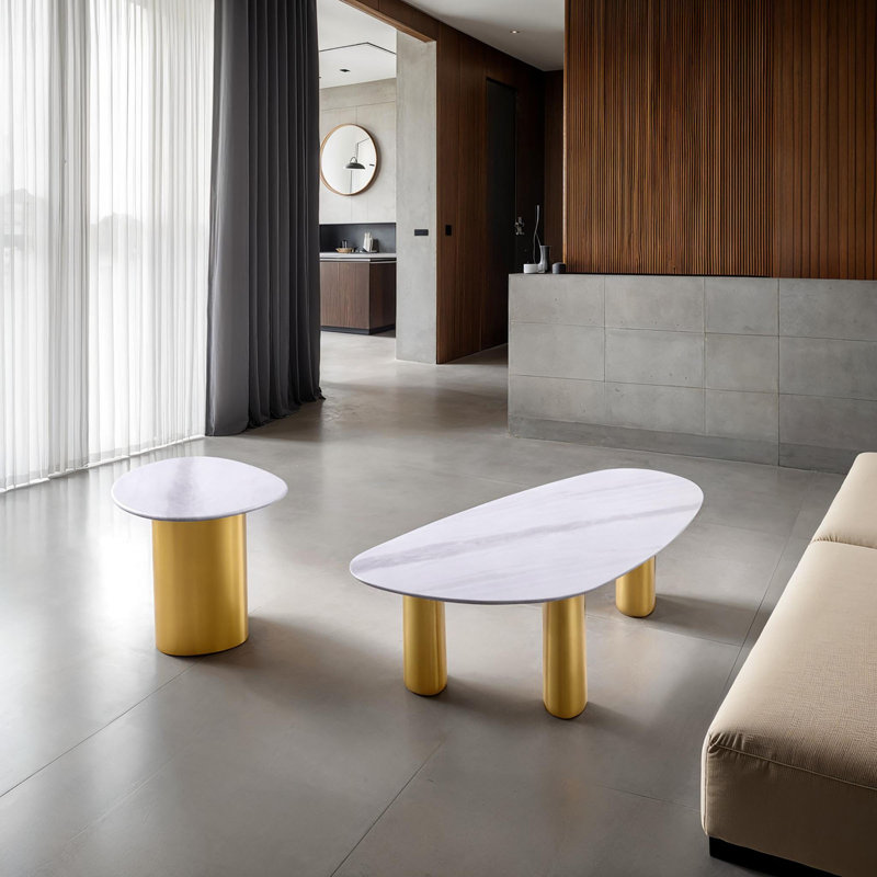 Ensemble de 3 tables basses contemporaines, 1 table basse et 2 tables de bout