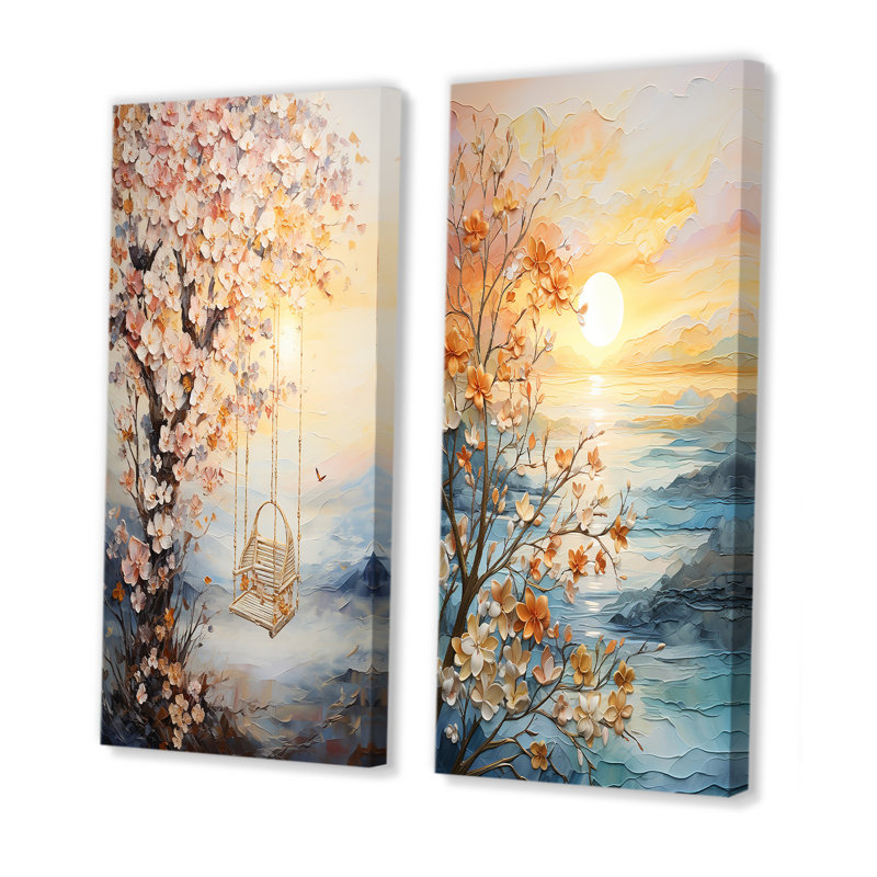 «Bold Sunrise Eernal Renewal», 2 pièces, Toile tendue, H 24 po x l 20 po