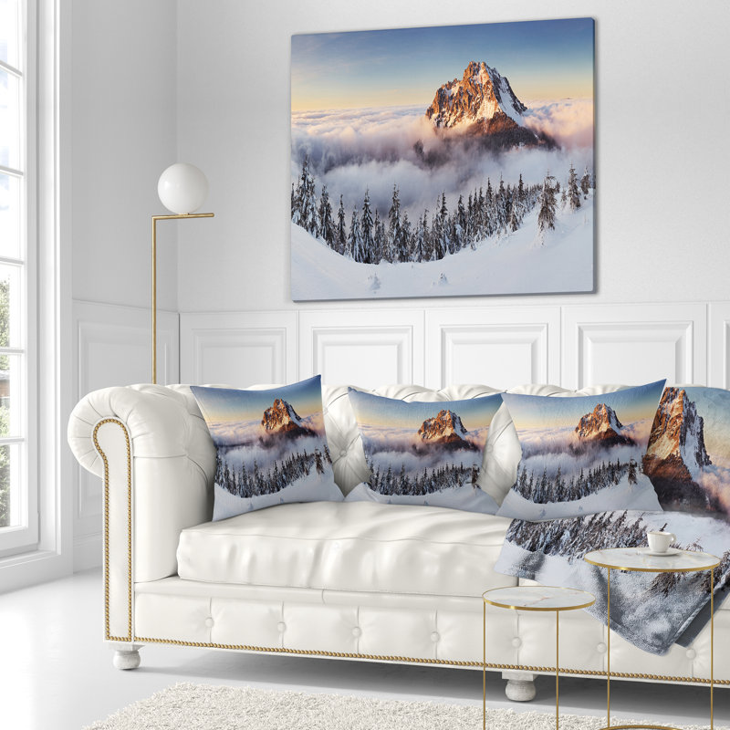 Oreiller en paysage mountain winter mountain, 16 po x 1 po, Coussin décoratif