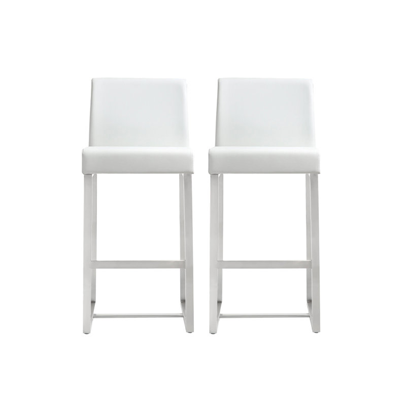Tabouret Orville, Blanc, Tabouret de comptoir (siège d'une hauteur de 27 p, Argent