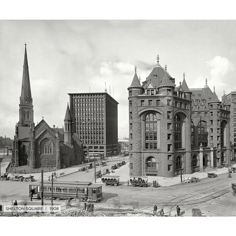 Shelton Square, Historic Buffalo - reproduction de photo sur toile tendue, H 30 po x l 40 po x 1,5 po