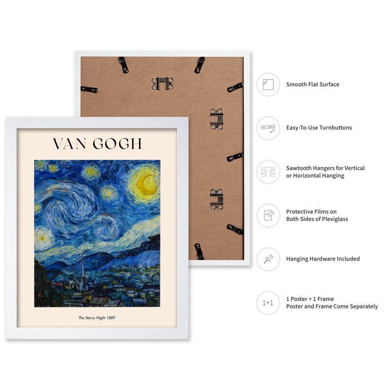 Van Gogh - The Starry Night No2, Poster, 24"H x 32"W, White Framed